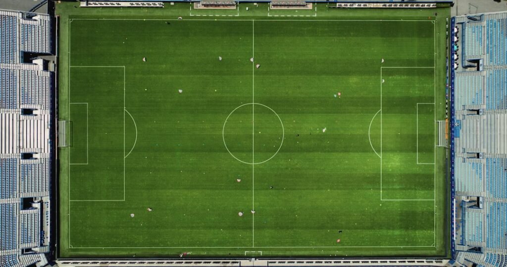 Aerial photograph looking down at a soccer pitch inside a stadium. Archival context image; not the October 24, 2026 Red Bulls–Inter Miami match.