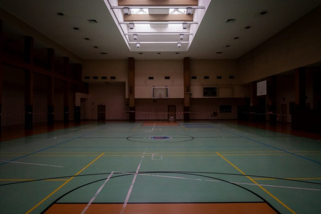 Illustrative photograph of a basketball court; not an image of the October 25, 2026 Lakers–Jazz game.