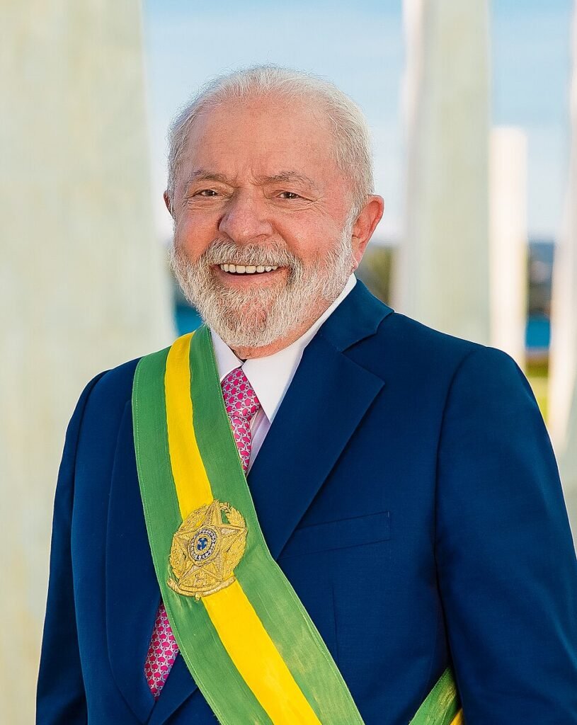 Archival official portrait of Brazilian President Luiz Inácio Lula da Silva wearing the presidential sash, photographed in 2023; not an image of the October 2026 election.