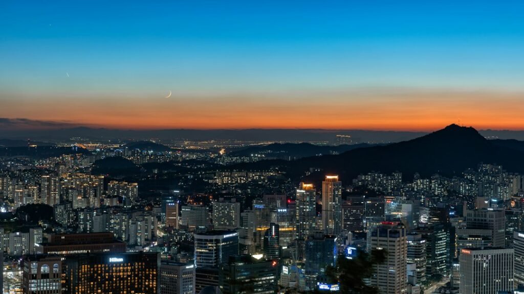 Illustrative photograph of Seoul, South Korea skyline; not a photograph of the October 29, 2026 North Korean drone and weapons demonstration.